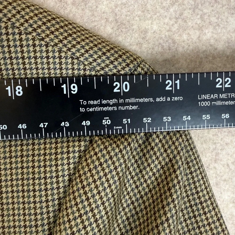 Stafford Blazer Sport Coat 44R Houndstooth Olive Tan Worsted Wool Blend RN8709